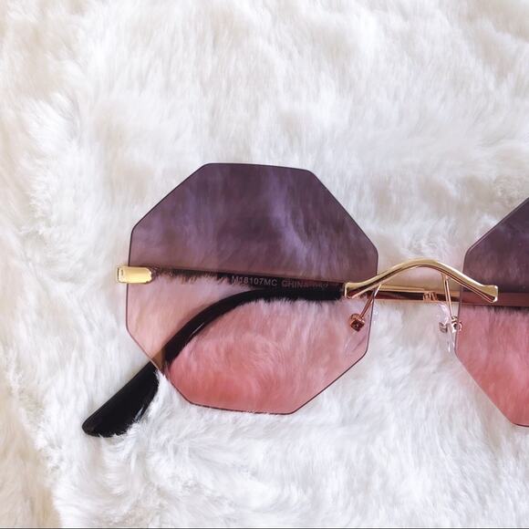 Alaiya Purple & Pink Octogonal Ombre Sunglasses - Picture 2 of 8